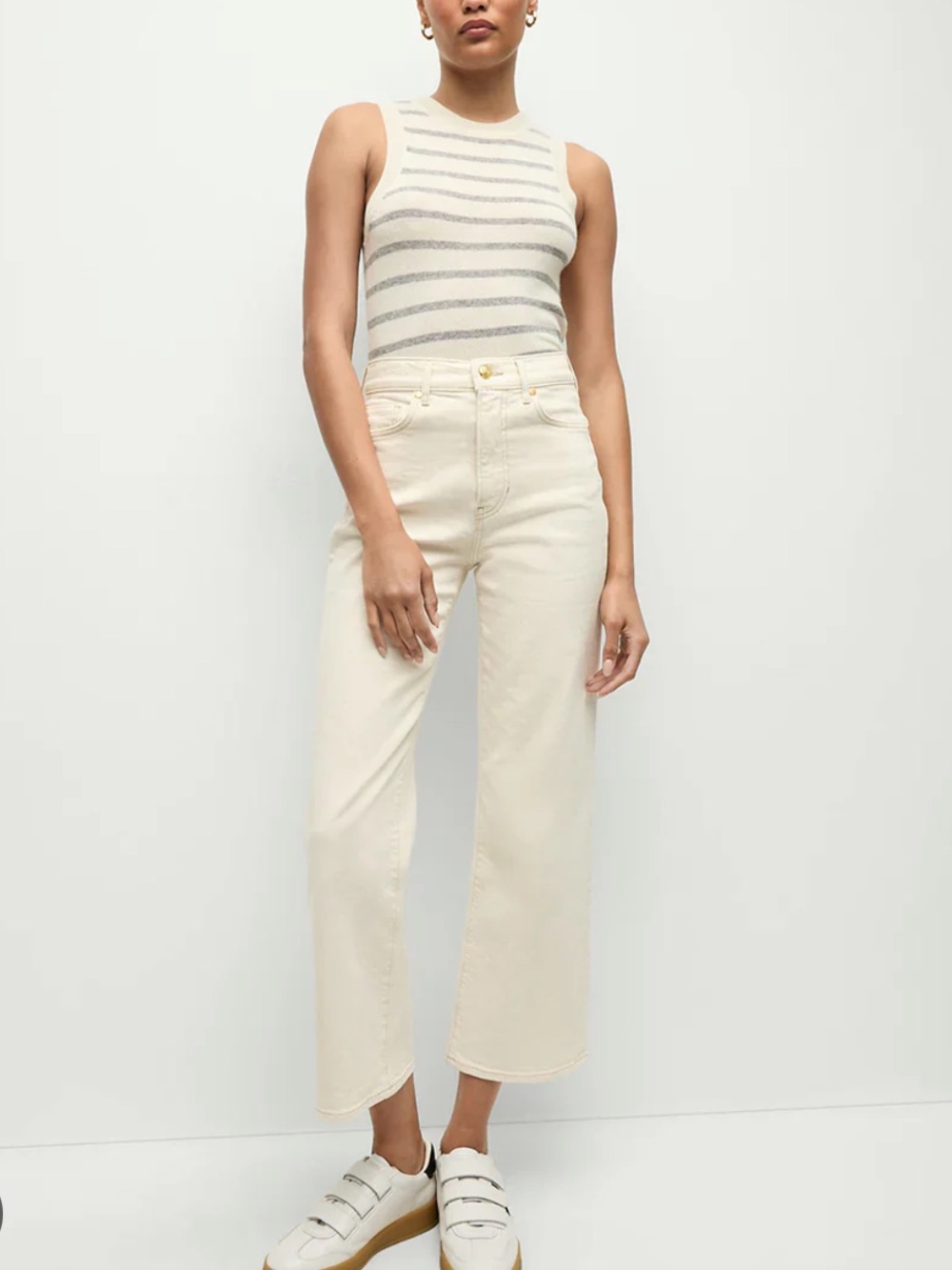 NWT Veronica Beard Dylan High Rise Straight Leg Ankle Jeans Ecru Ivory 28